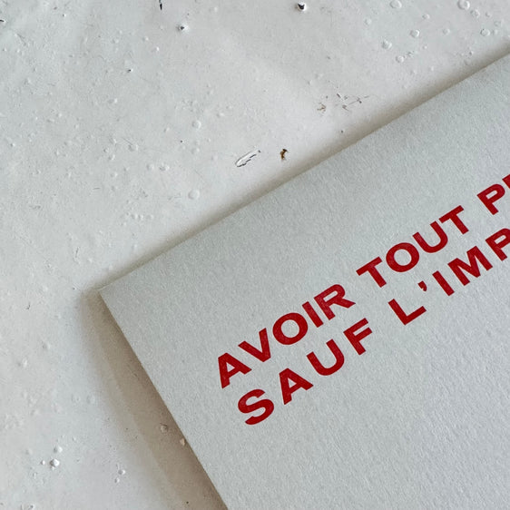 レターカード AVOIR TOUT PREVU SAUF L'IMPREVU